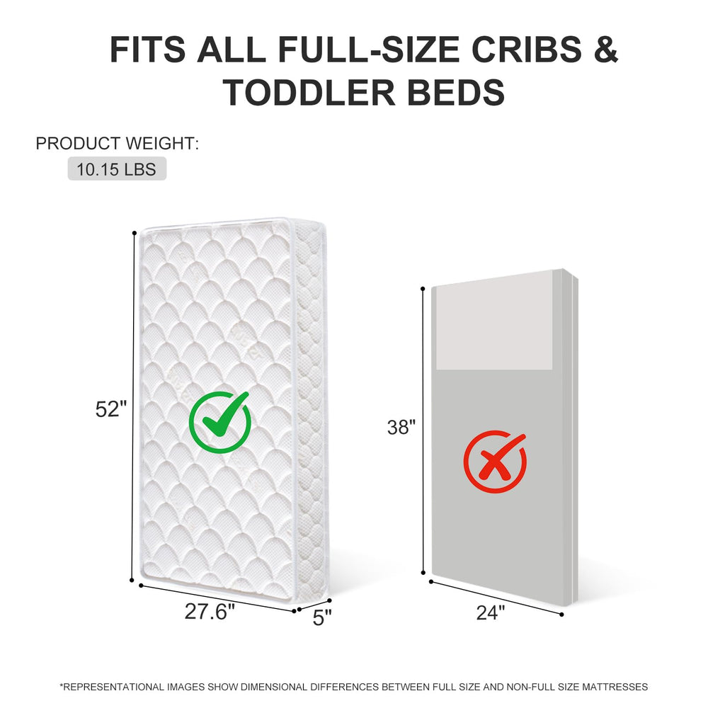 Tiankehan Dual-Sided Crib Mattress side view demonstrates edge stability for wriggling babies.
