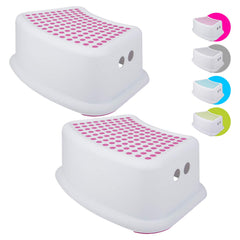 Tiawudi Step Stool 2-Pack pink surface-grip demonstrates stable potty training support.