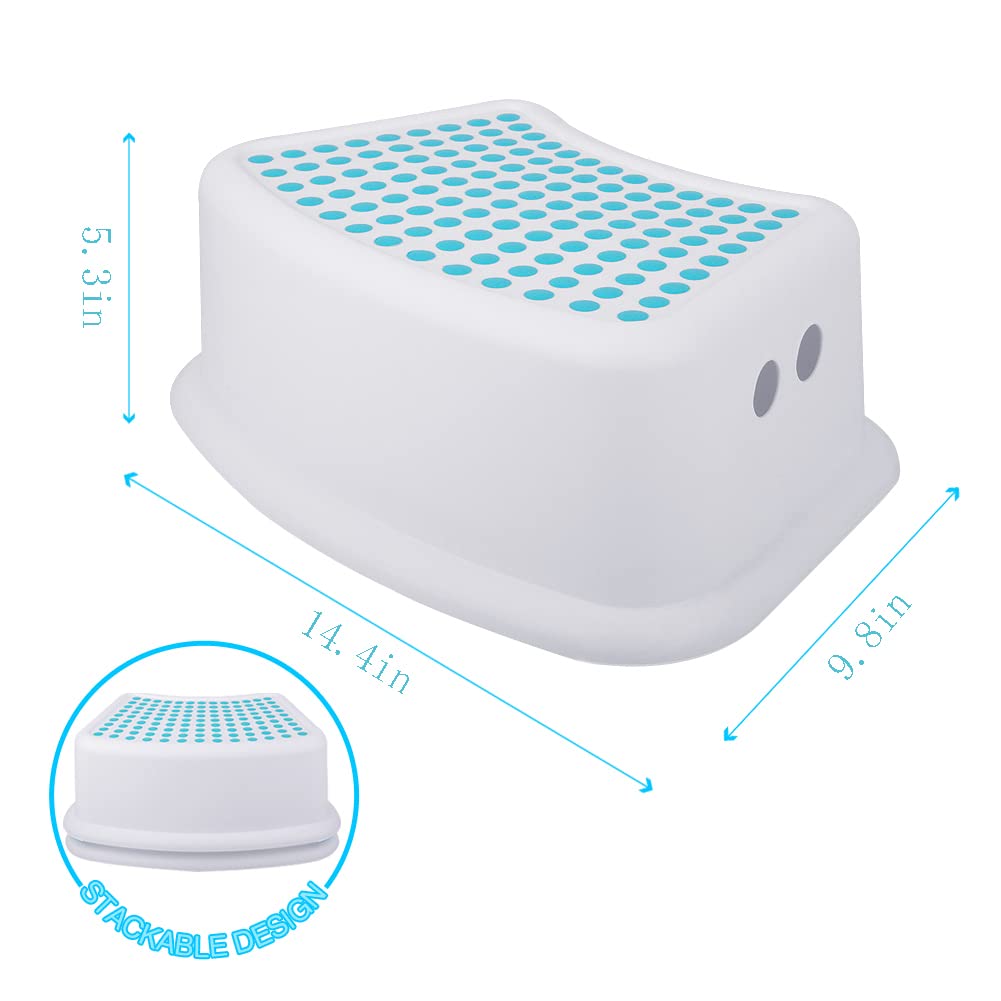 Tiawudi step stool blue 2-pack front view highlighting compact family-friendly size.