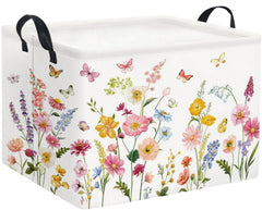 TIBAOLOVER baby basket front view highlights butterfly-flower design for easy nursery organization.