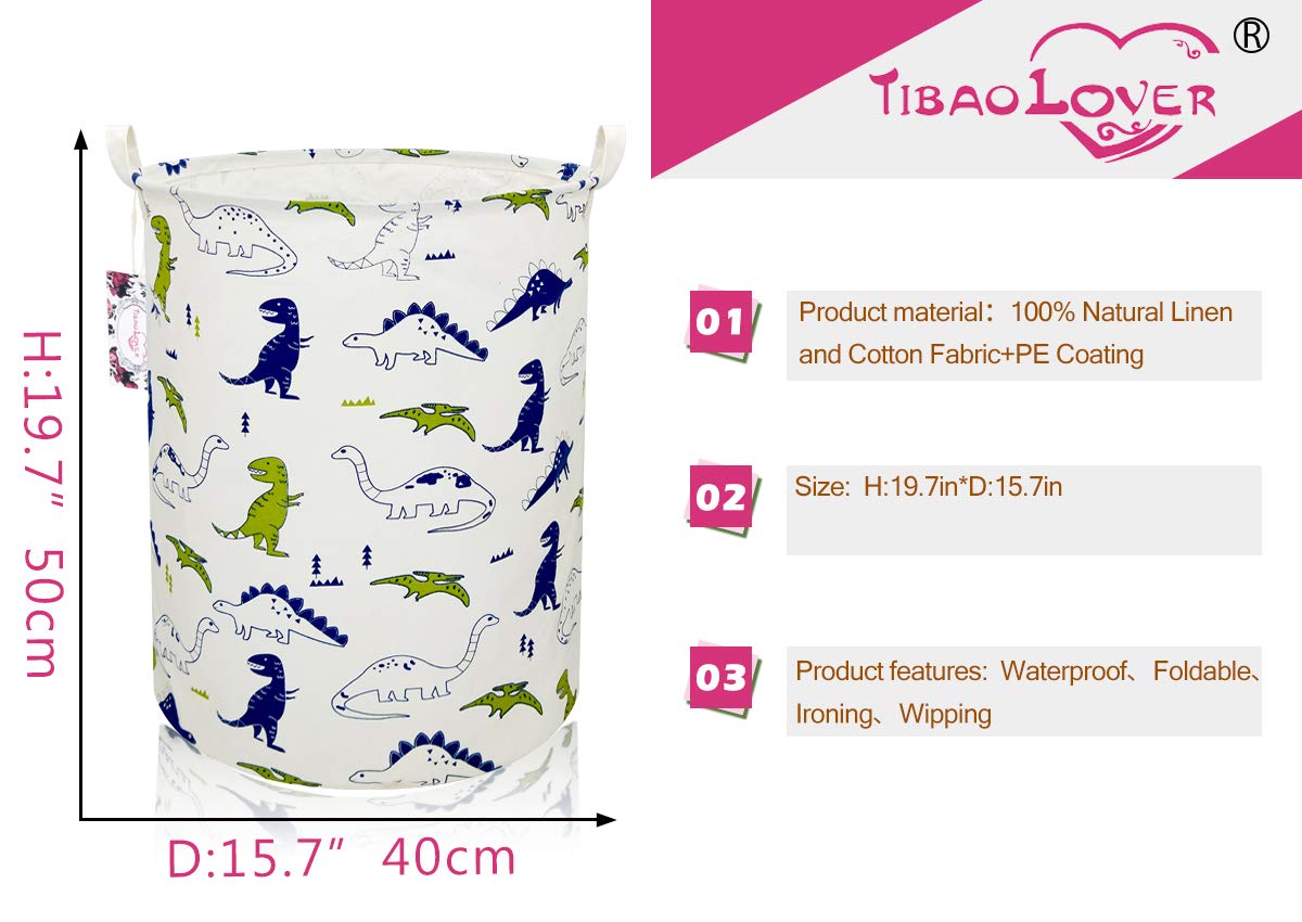 TIBAOLOVER baby hamper polychrome dinosaurs for toy storage.