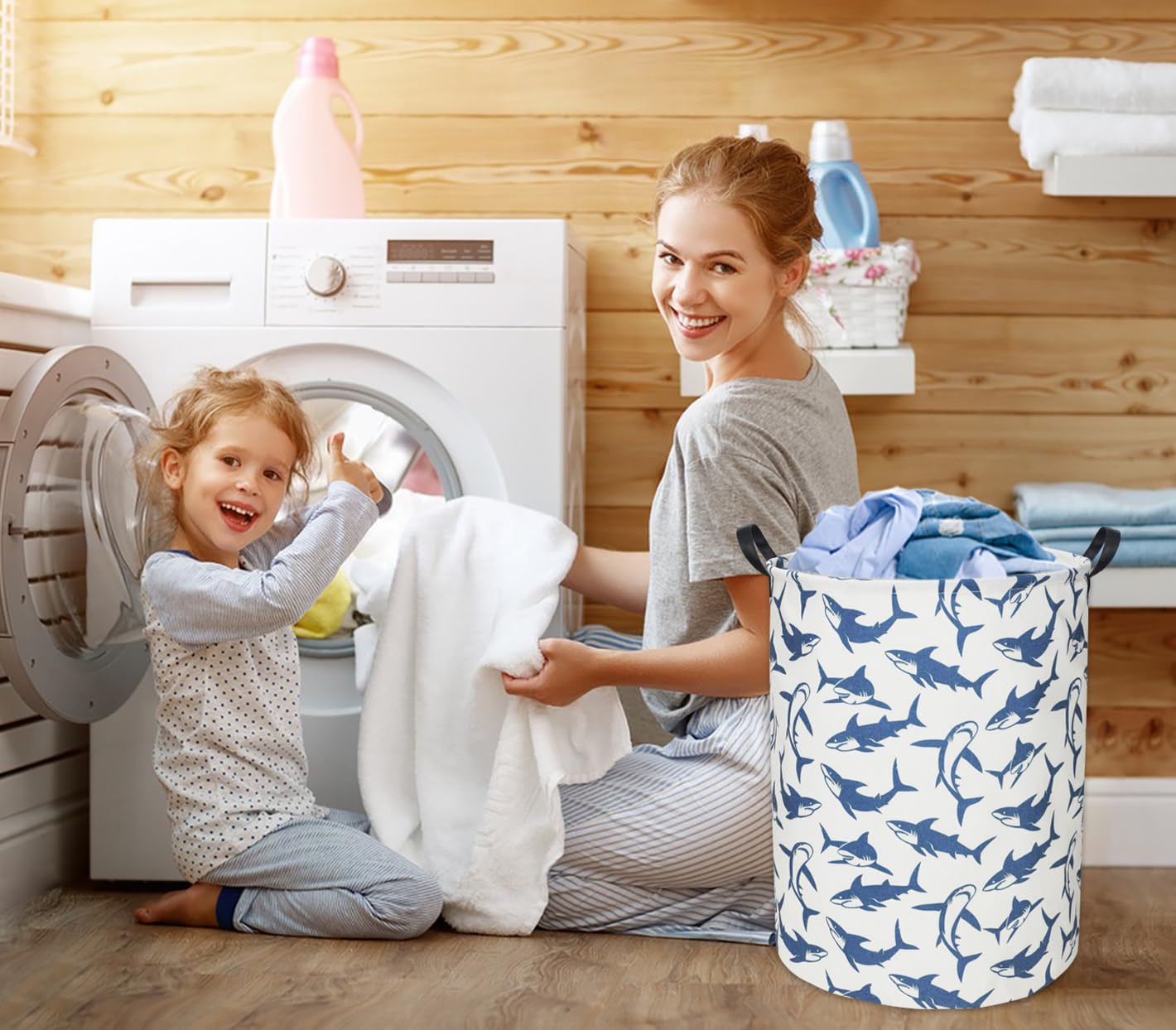 tibaolover baby nursery storage bin in blue shark decor