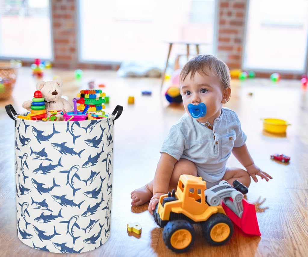 tibaolover blue shark toy storage bin close-up waterproof interior
