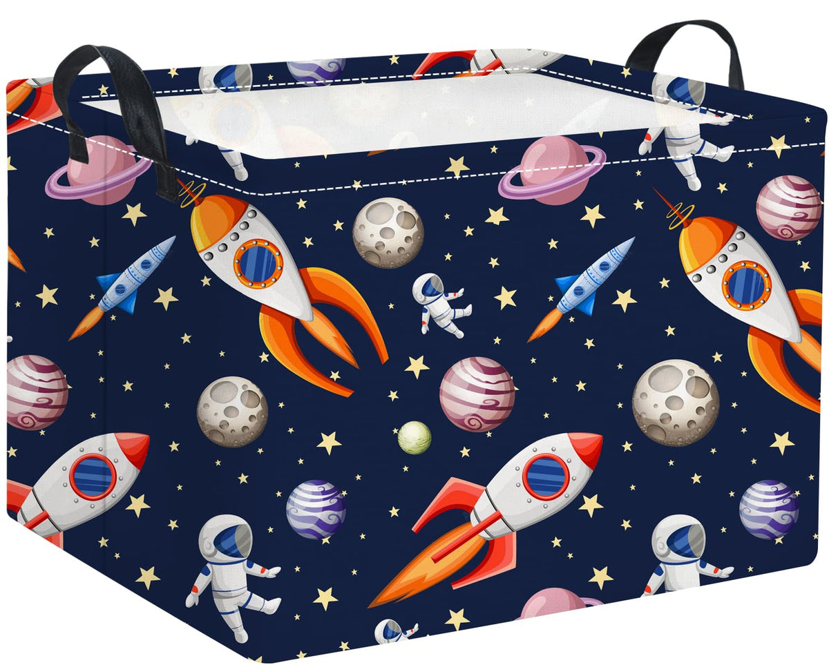 TIBAOLOVER blue spaceships basket, ideal kid's room storage and clutter control.