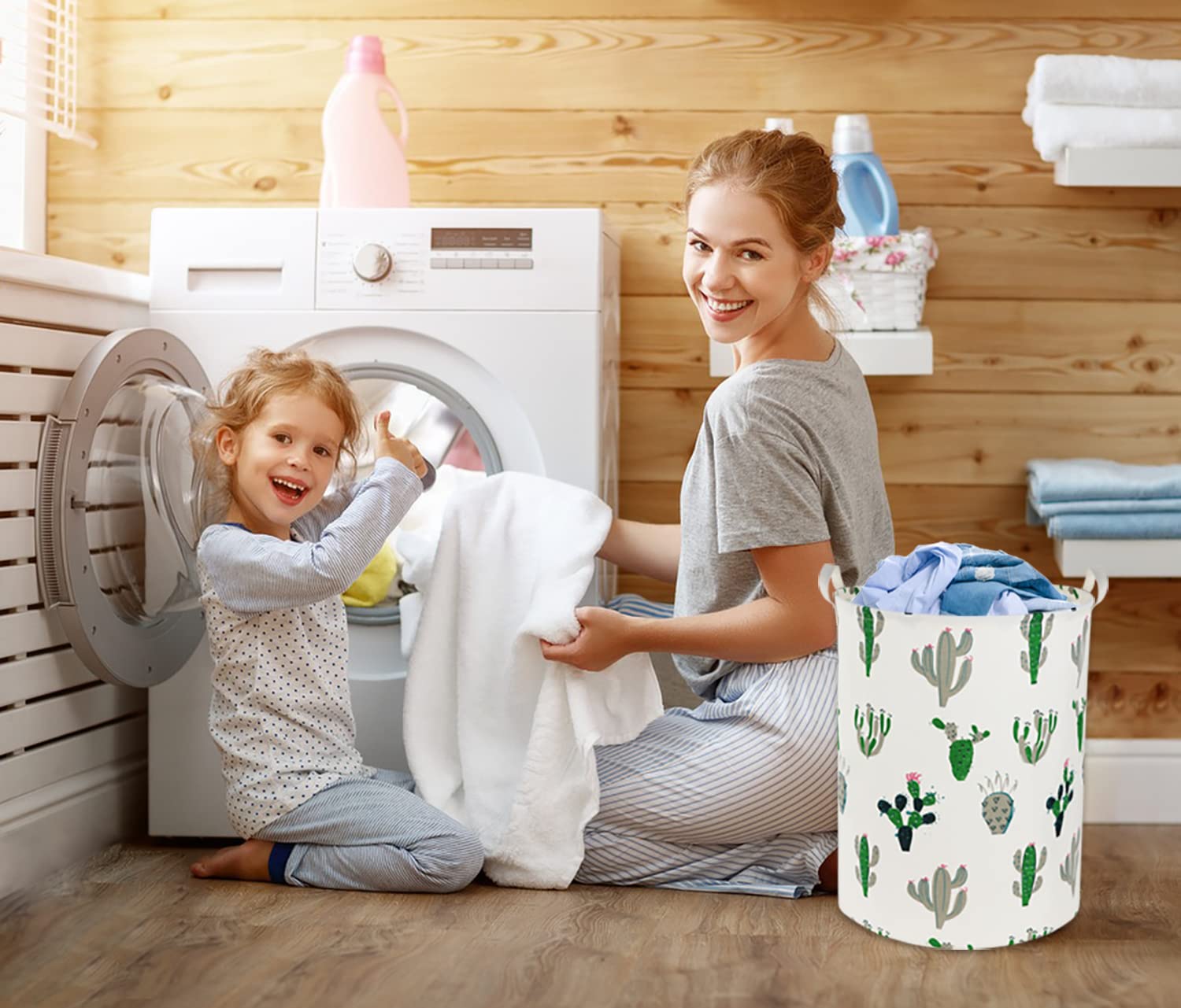 TIBAOLOVER cactus room decor laundry bin complements kid-friendly interiors.