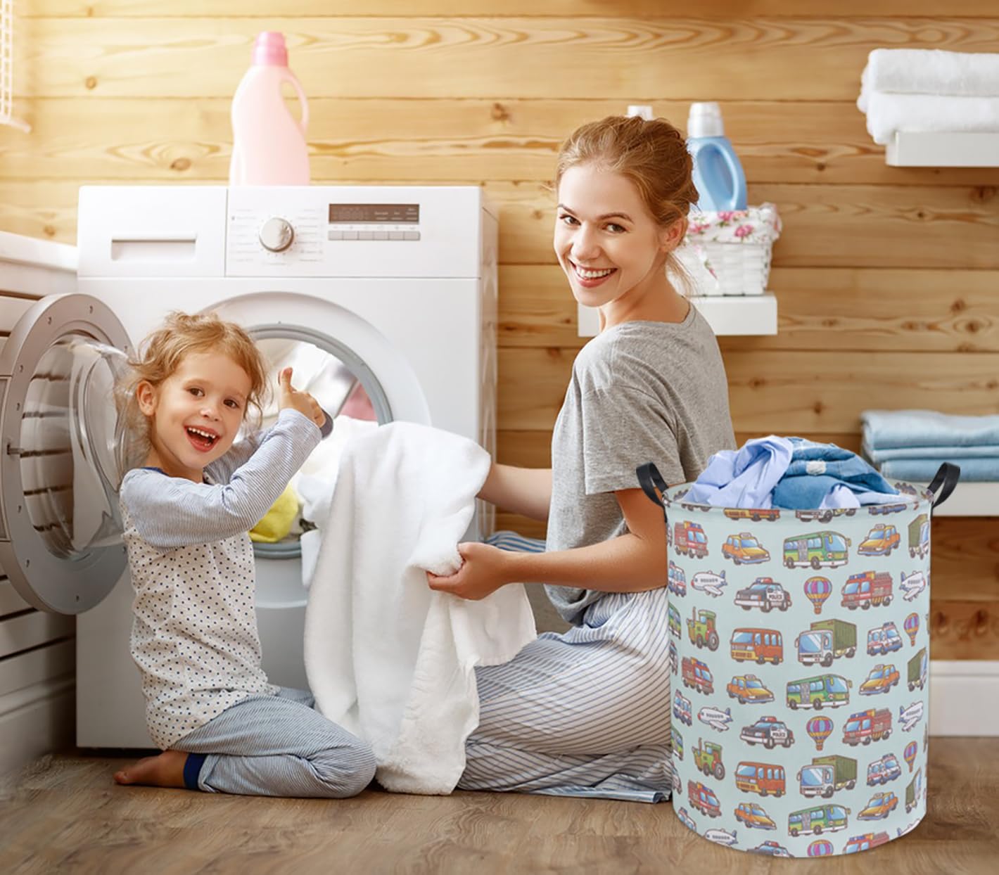 TIBAOLOVER car kids laundry basket room-decor adds functional aesthetic in bedrooms.