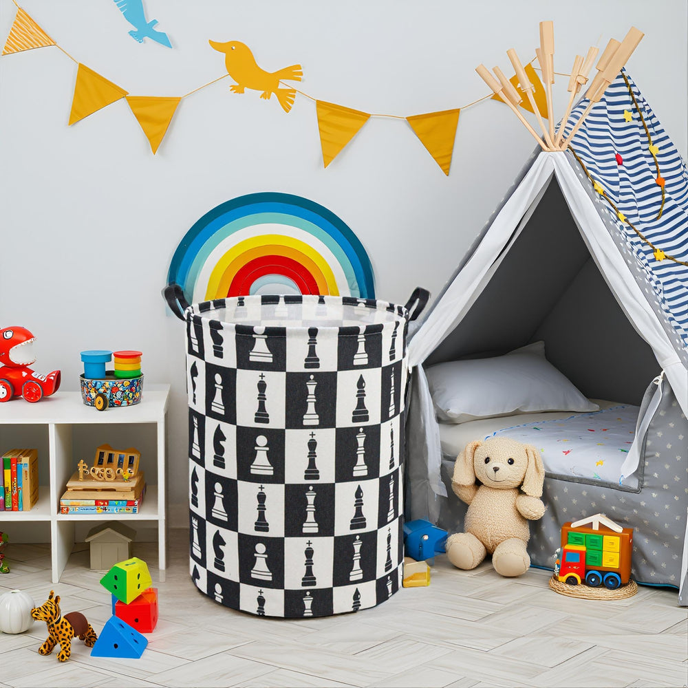 Tibaolover chess kids laundry basket collapsible design for flat storage when not in use
