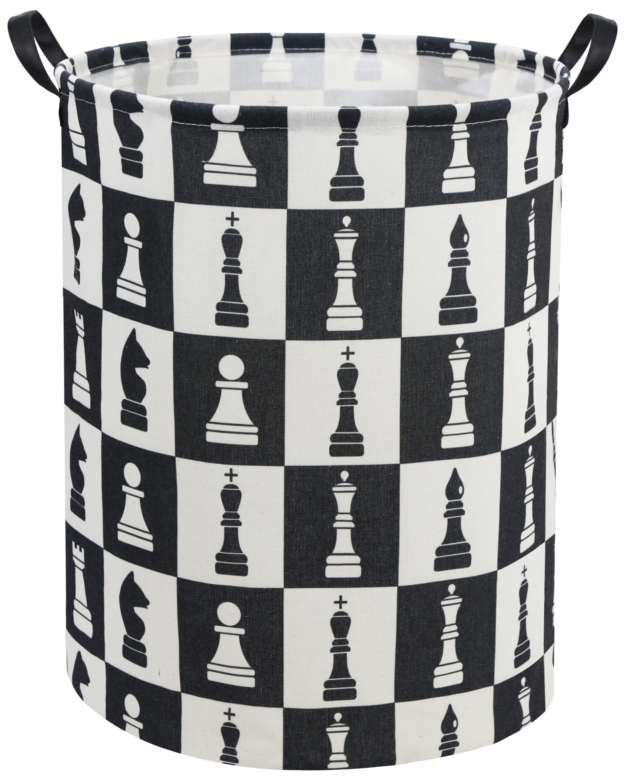 Tibaolover chess kids laundry basket front view highlighting roomy storage for clothes and toys