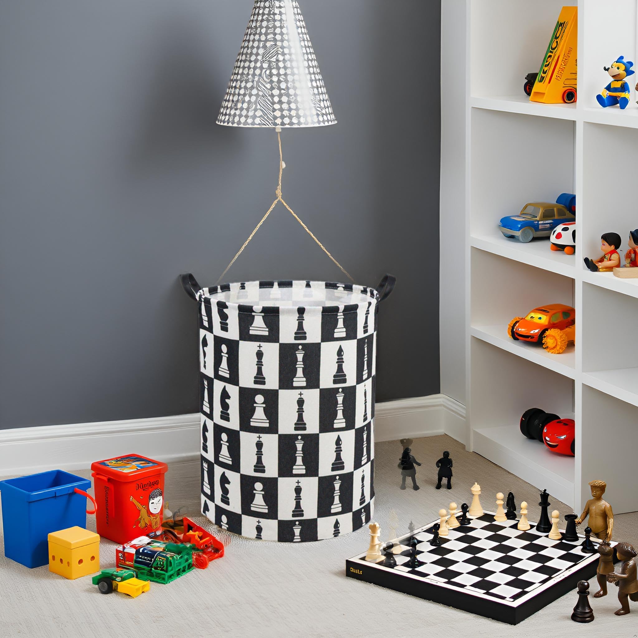 Tibaolover chess kids laundry basket in-room decor complements boys' room aesthetics