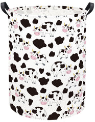 TIBAOLOVER cow-print laundry basket with open top for quick toy and clothing storage