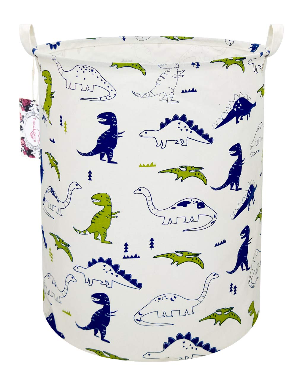 TIBAOLOVER dinosaur laundry basket with handles for kid-friendly storage.