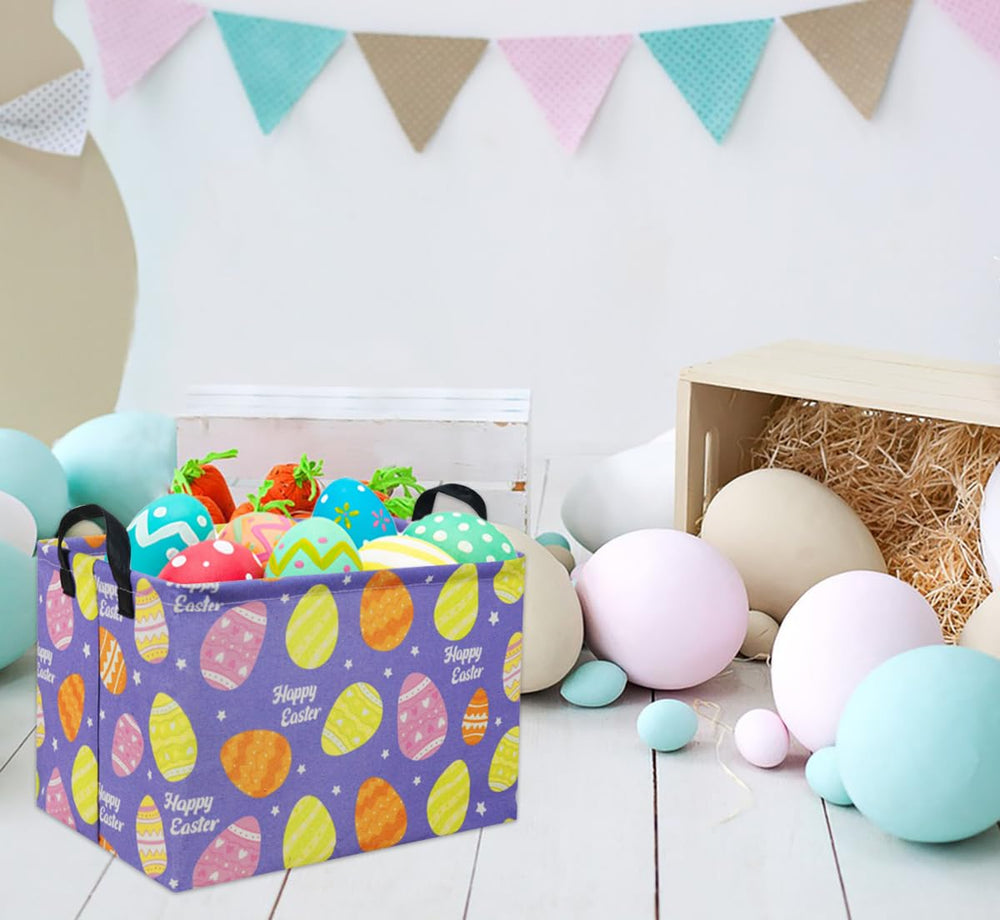 TIBAOLOVER Easter basket purple with handles enables easy transport and versatile use.