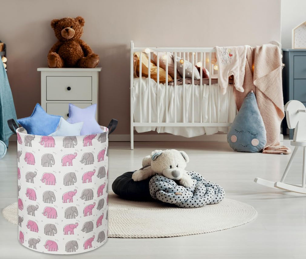 TIBAOLOVER elephant baby laundry basket collapsed for compact storage