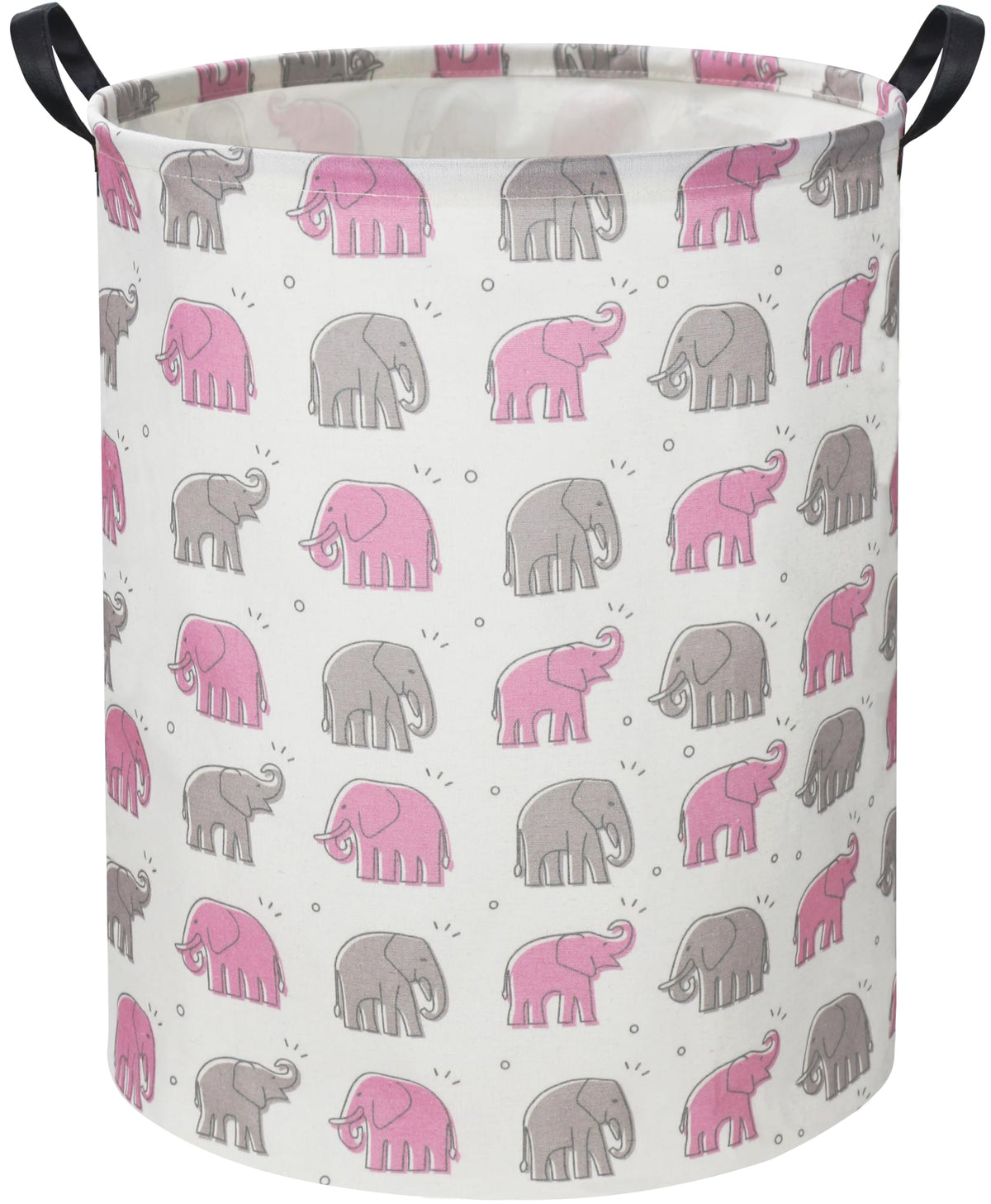 TIBAOLOVER elephant baby laundry basket pink front view for stylish storage
