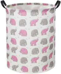 TIBAOLOVER elephant baby laundry basket pink front view for stylish storage