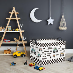 TIBAOLOVER baby storage basket with flag truck design for toy and clothing storage.