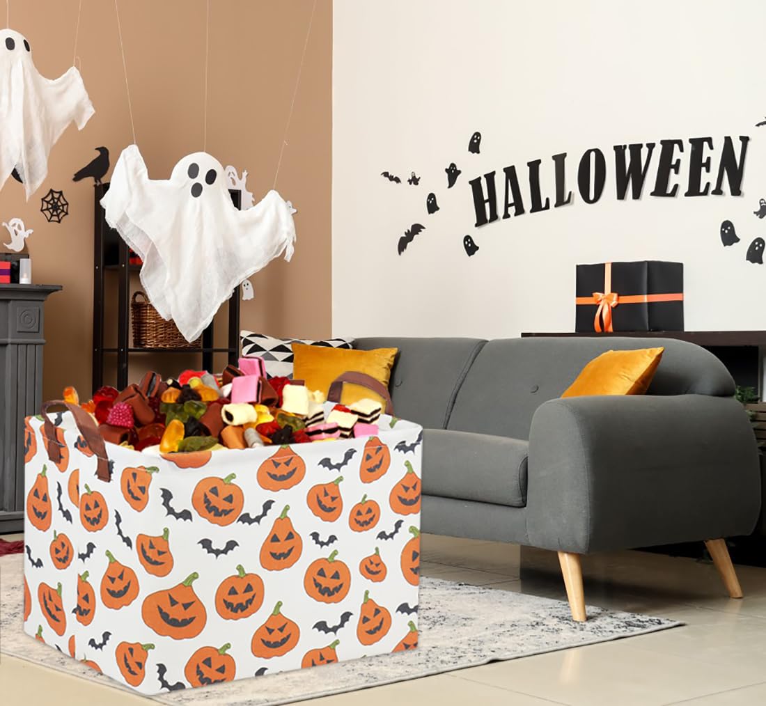 TIBAOLOVER Halloween basket side view highlights lightweight portability for kids and adults.