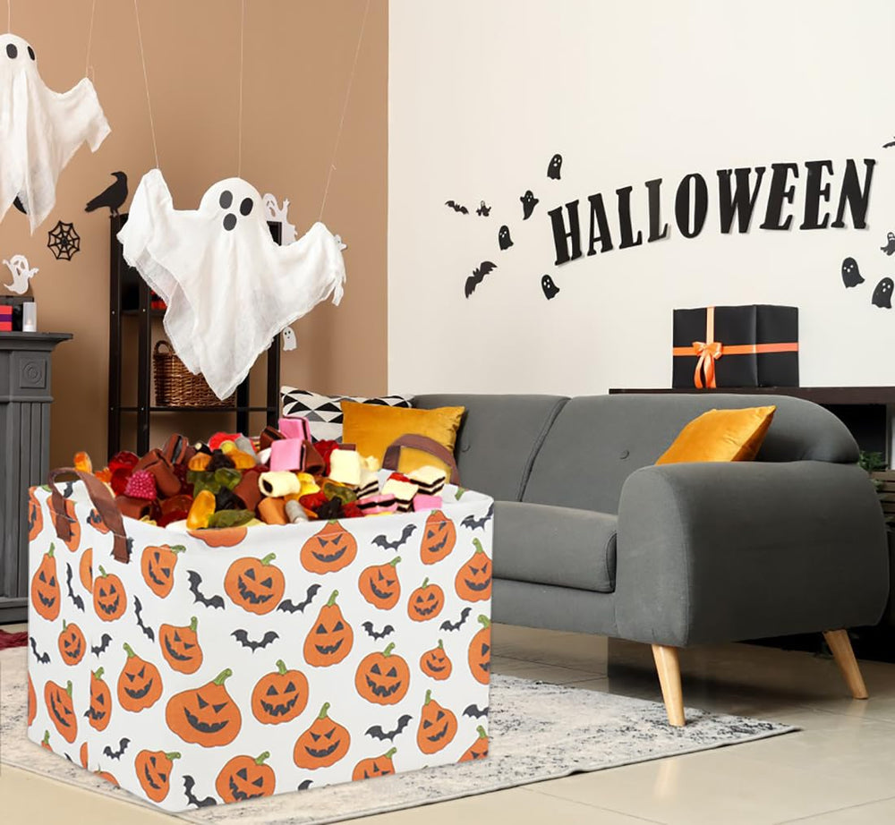 TIBAOLOVER Halloween basket side view highlights lightweight portability for kids and adults.