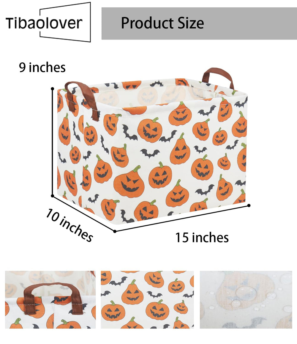 TIBAOLOVER Halloween basket theme-elements capture bats, pumpkins, and skull accents.