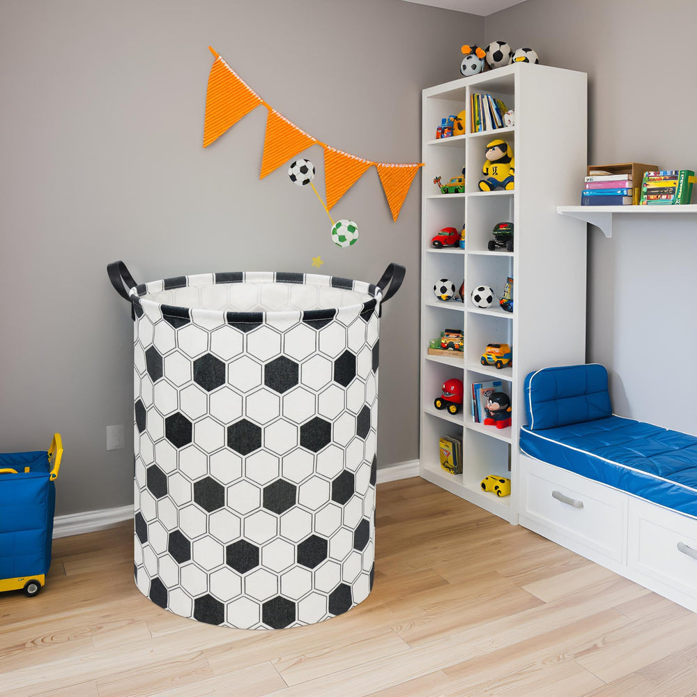 TIBAOLOVER Hexagon Football kids laundry basket interior shows waterproof liner