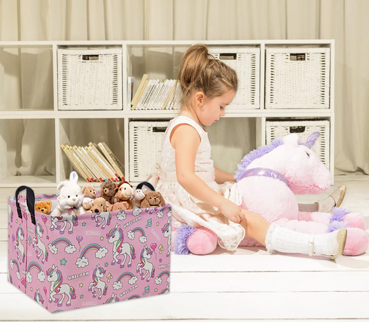 TIBAOLOVER multi-purpose toy storage pink basket for organization in any space