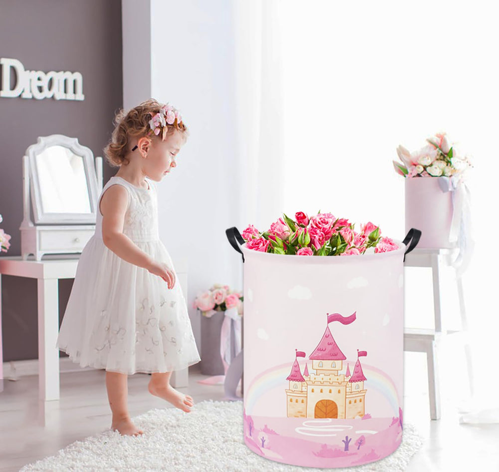 TIBAOLOVER Pink Castle nursery decor with fabric and design details