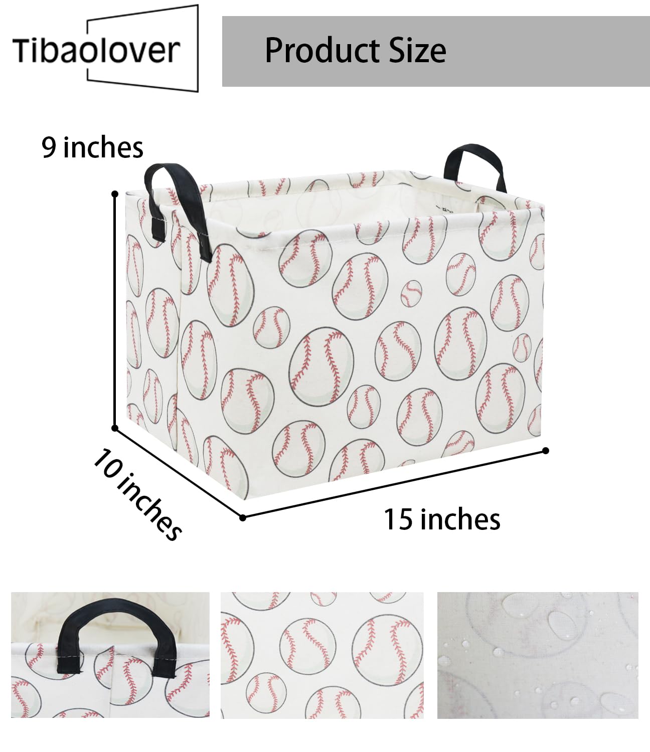 TIBAOLOVER rectangular baseball basket sturdy handles for easy transport around home.