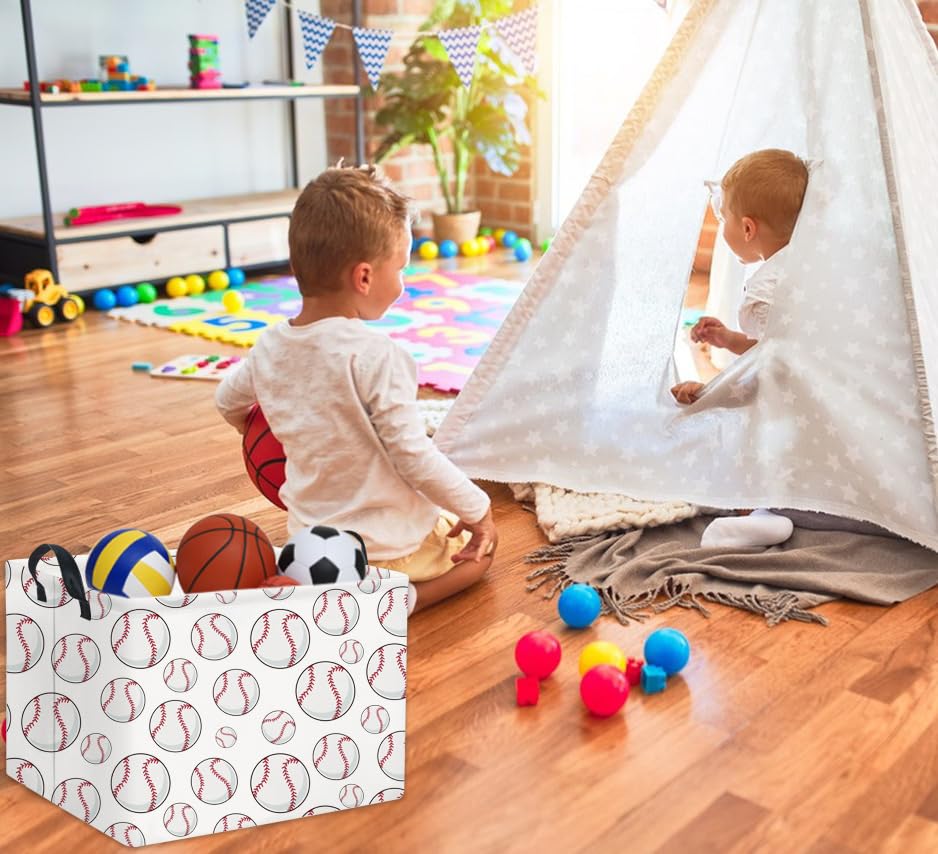 TIBAOLOVER rectangular baseball basket with cute pattern adds playful organization to kids' room.