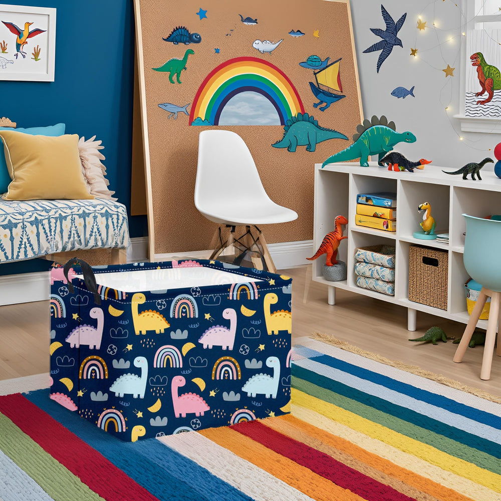 TIBAOLOVER rectangular dinosaur basket in a bright kids room decor setup.