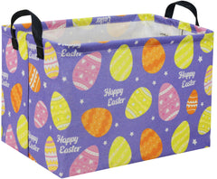 TIBAOLOVER rectangular Easter basket purple front view shows compact storage solution.