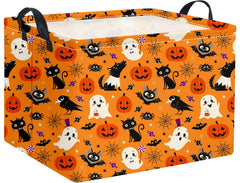 TIBAOLOVER rectangular Halloween basket with cute pumpkin design for kids party storage