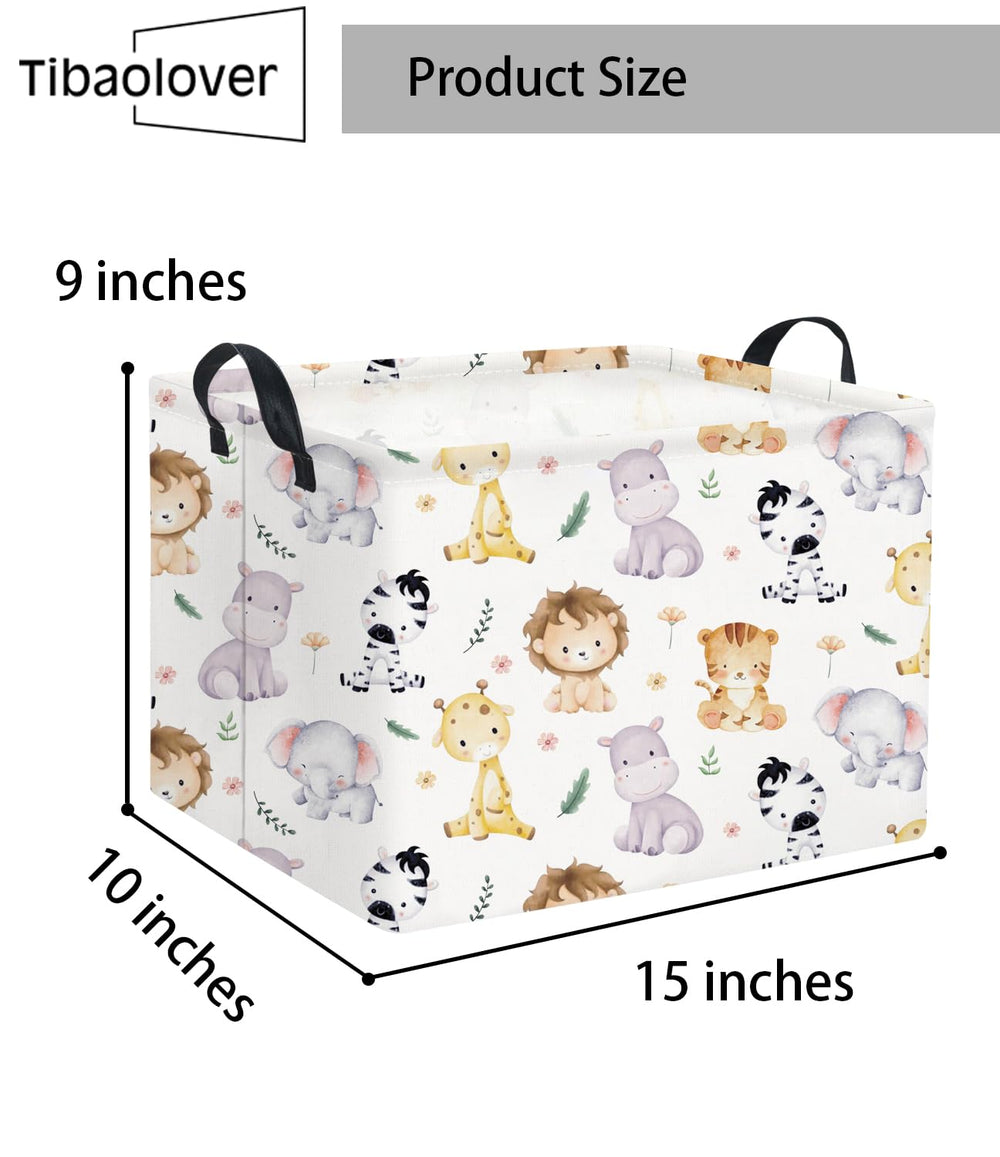 TIBAOLOVER rectangular kids storage basket showing inner waterproof coating.