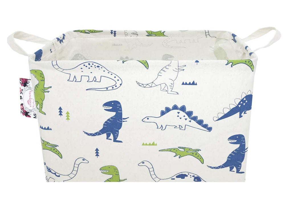 TibaoLover rectangular kids storage basket with dinosaur pattern for toy organization.
