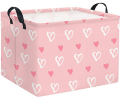TIBAOLOVER pink heart storage basket folded for space saving in closet