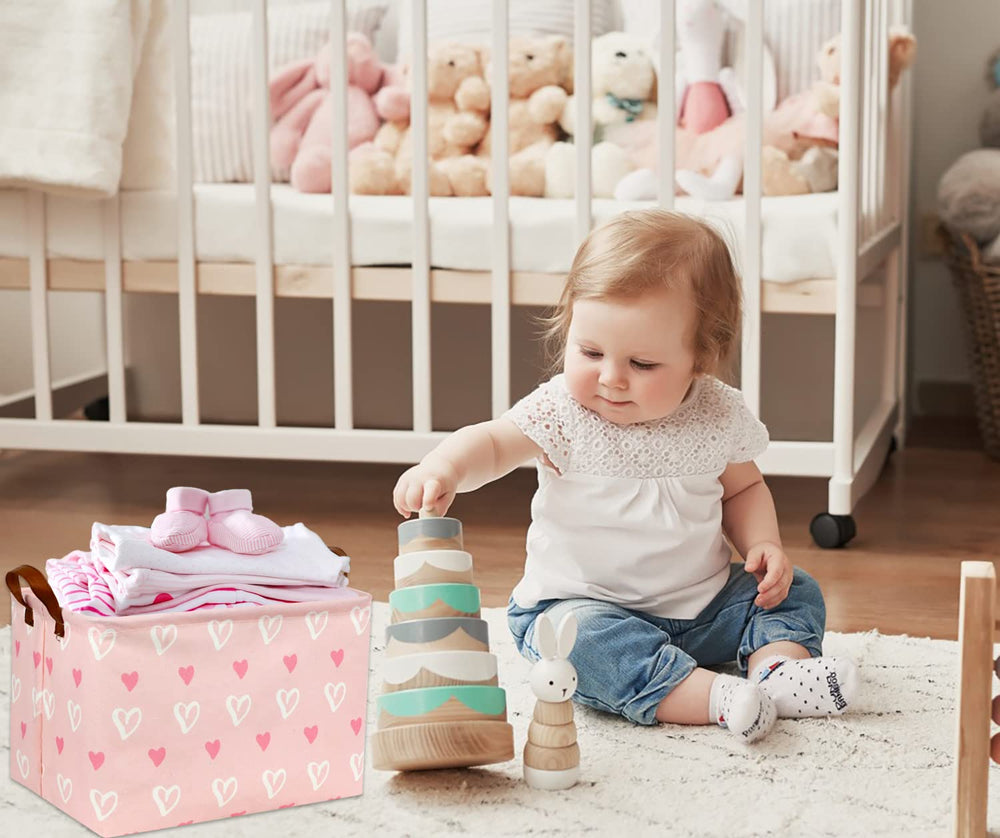 TIBAOLOVER pink heart basket with sturdy handles for easy transport