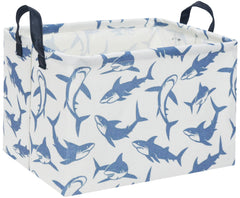 TIBAOLOVER rectangular shark basket front view with sturdy handles for easy toy organization.