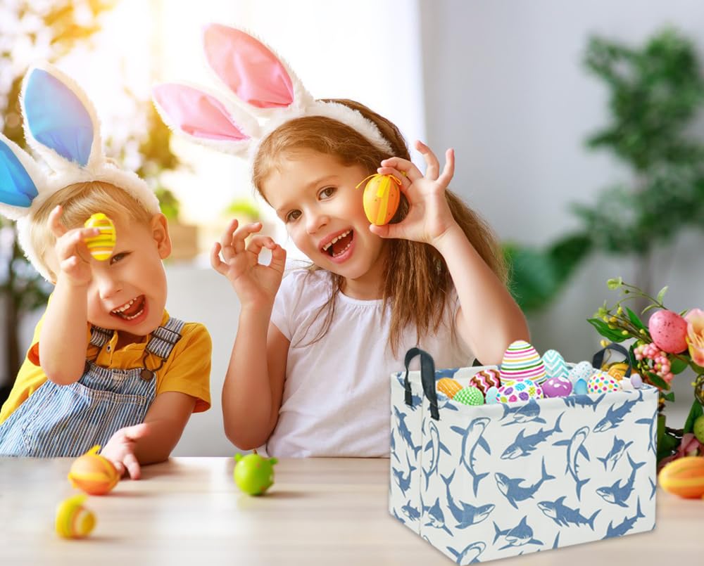 TIBAOLOVER rectangular shark basket room-decor featured in a kid's room for playful organization.