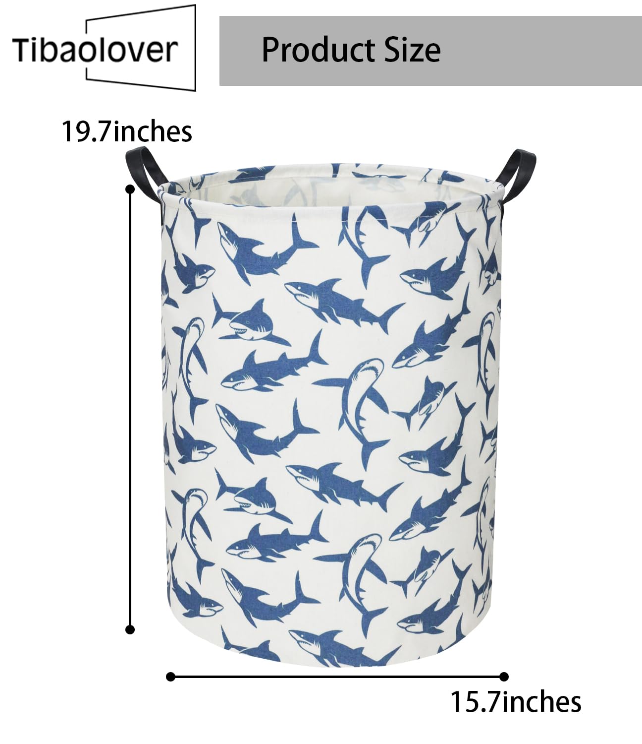 tibaolover shark kids laundry basket in use with toys and clothes
