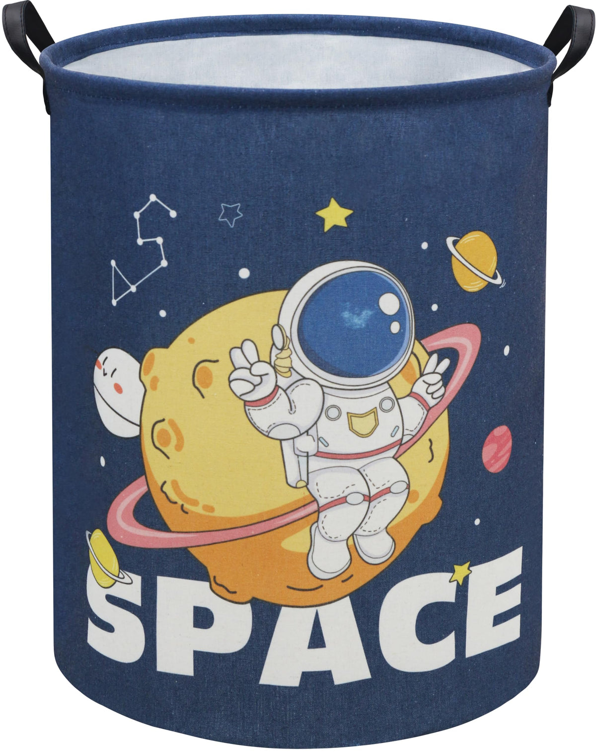 TIBAOLOVER Space Astronaut laundry basket, front view, spacious storage for clothes and toys.