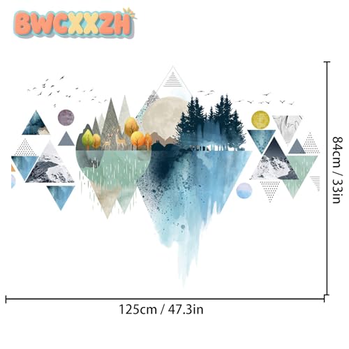 TICAFOU mountain reflection decal creates calming scenery in nurseries and kids' rooms.