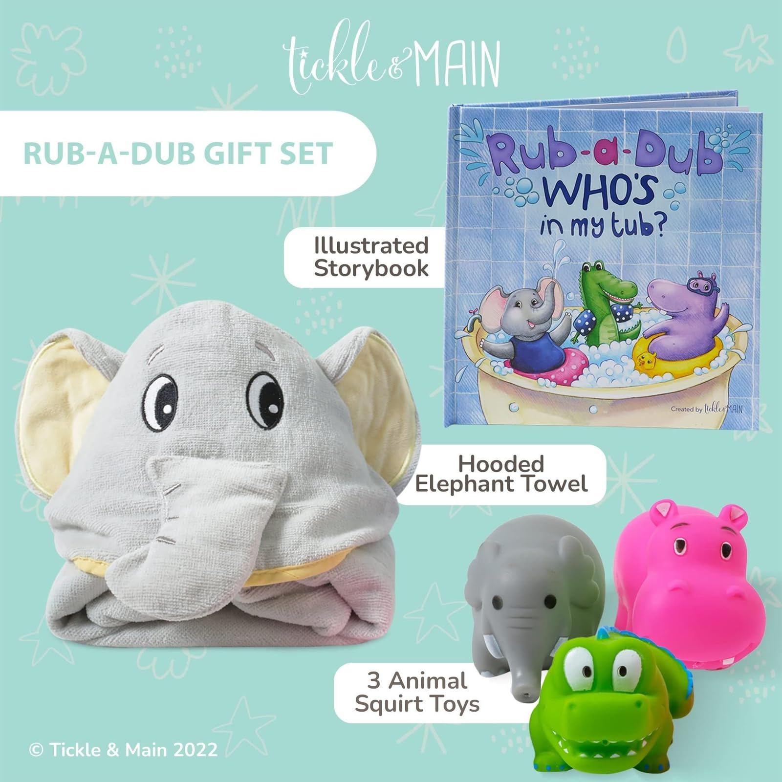 Tickle & Main jungle safari bath toys for playful bath time
