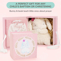 Tickle & Main Everybunny Prays pink rose gift box presents a thoughtful christening gift.