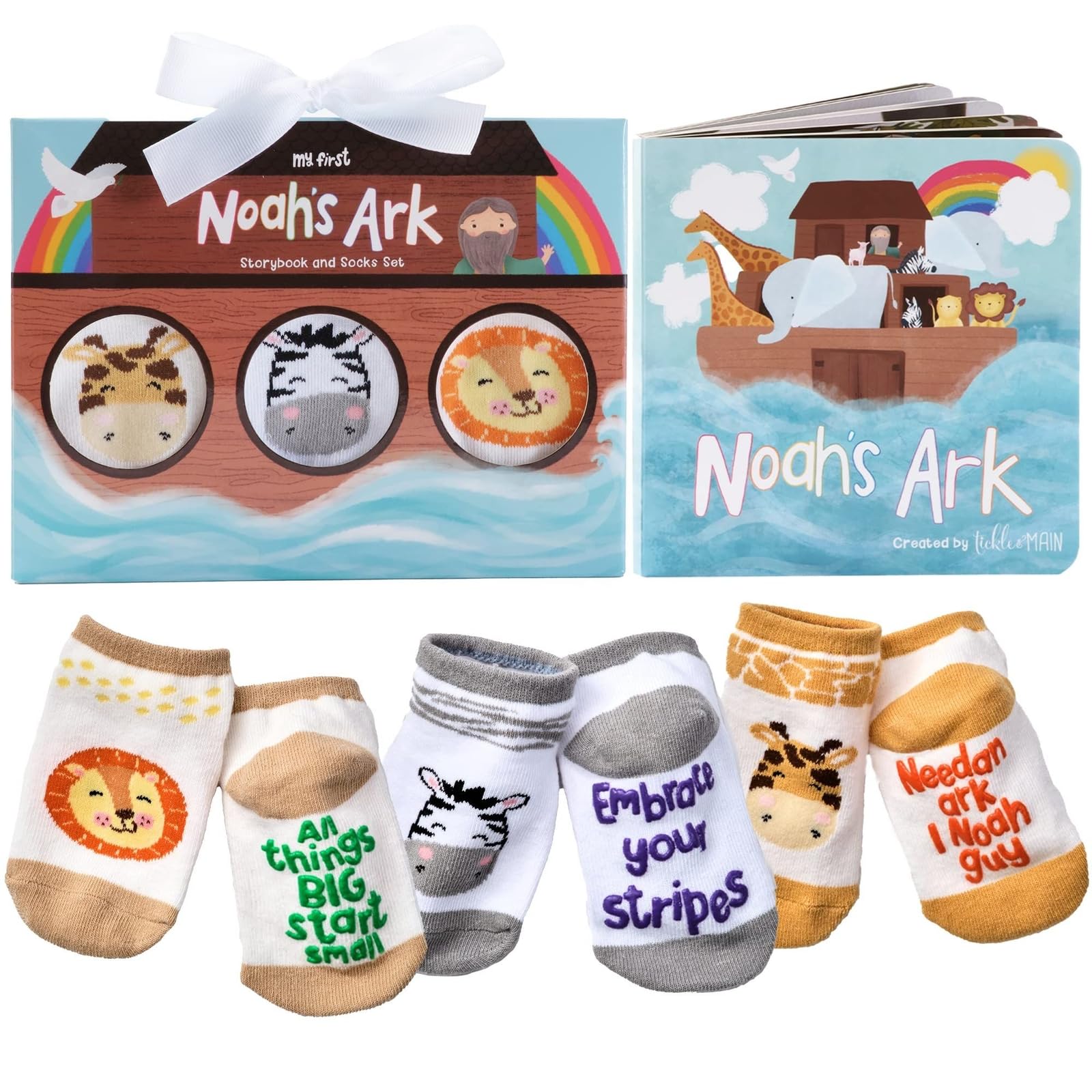 Tickle & Main Noah’s Ark box and book ready-to-gift baptism keepsake.