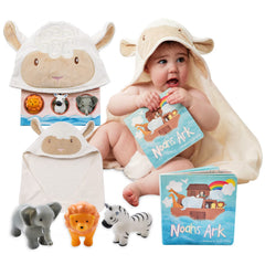 Tickle & Main Noah's Ark hooded towel for cozy post-bath snuggles.