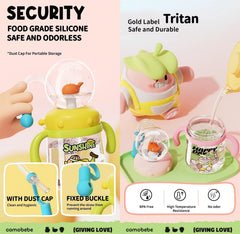 Tictoyo drinking cup with lids and straws shows spill-proof design for busy mornings.