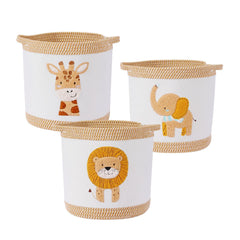 Tidelit 3-piece woven baby toy baskets with lion design for playful nursery organization