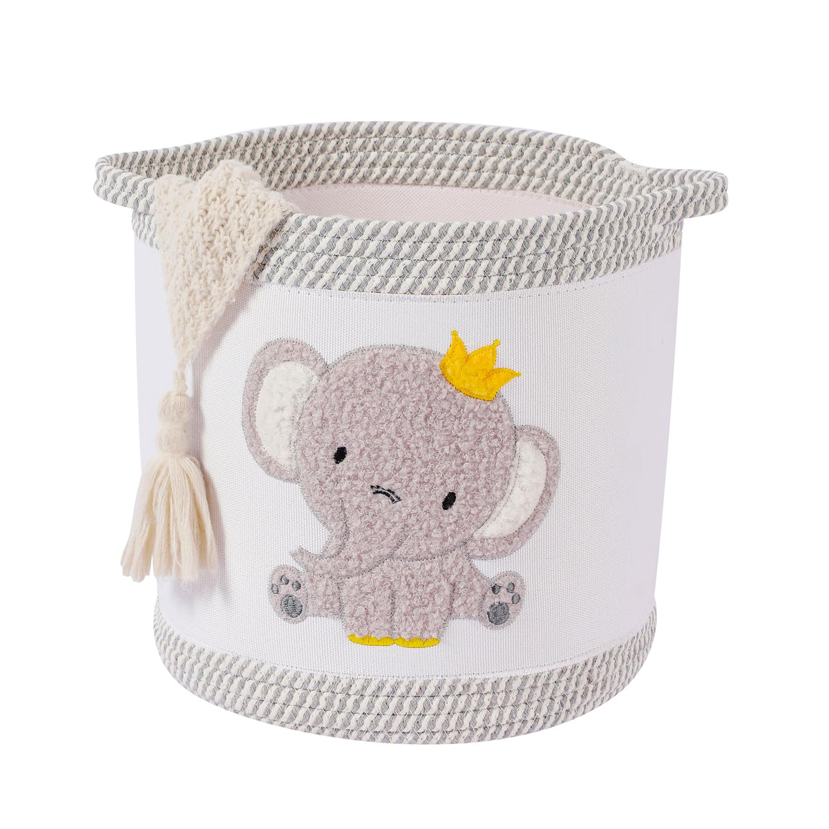 Tidelit Blanket Basket with elephant pattern, ideal nursery storage and easy organization.
