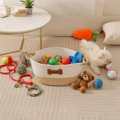 Tidelit dog toy basket inside close up shows soft rope and neat weave