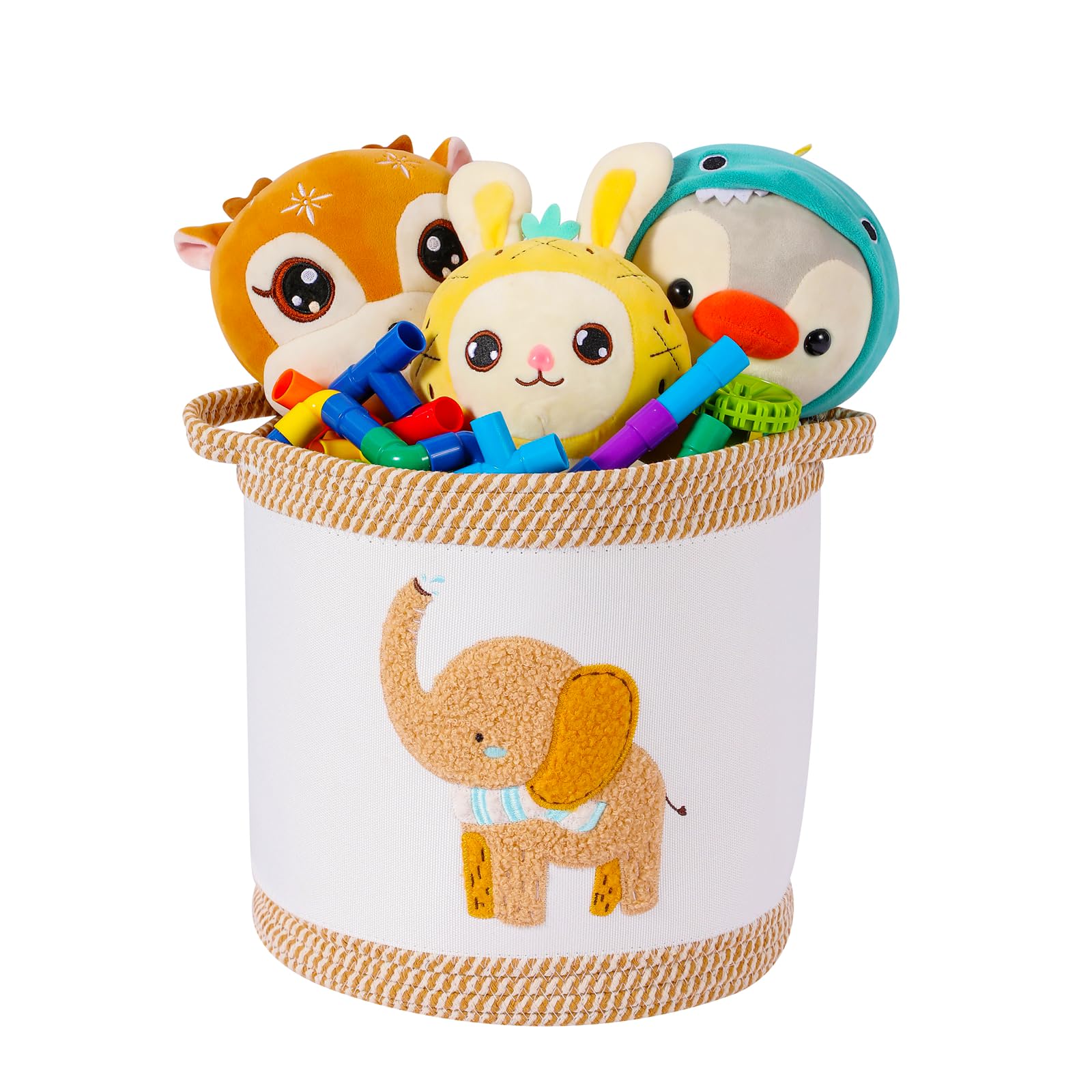 Tidelit elephant-embroidery toy basket keeps nursery toys organized