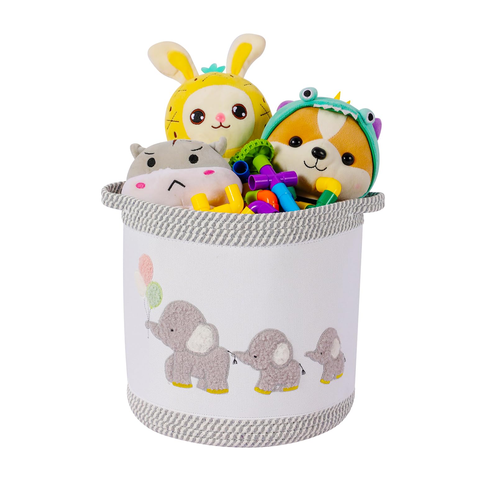 Tidelit elephant nursery basket showing whimsical design for toy storage